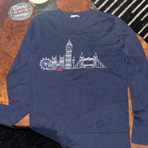 Halogen Navy Long Sleeve Shirt with London Graphic